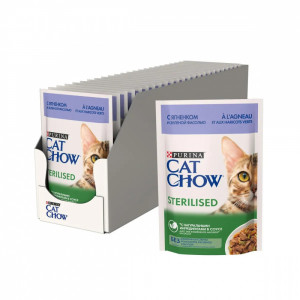 ПР0049783*26 Корм для кошек для стерилизованных и кастрированных, ягненок с зеленой фасолью в соусе, пауч 85 г (упаковка - 26 шт) Cat Chow