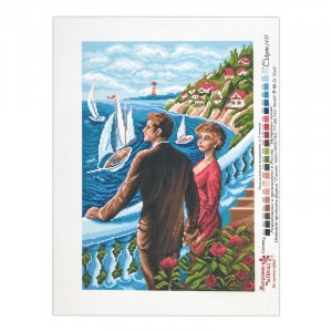 1435 Канва/ткань с рисунком Рисунок на канве 33 см х 45 см "Счастливы вместе" Матренин посад