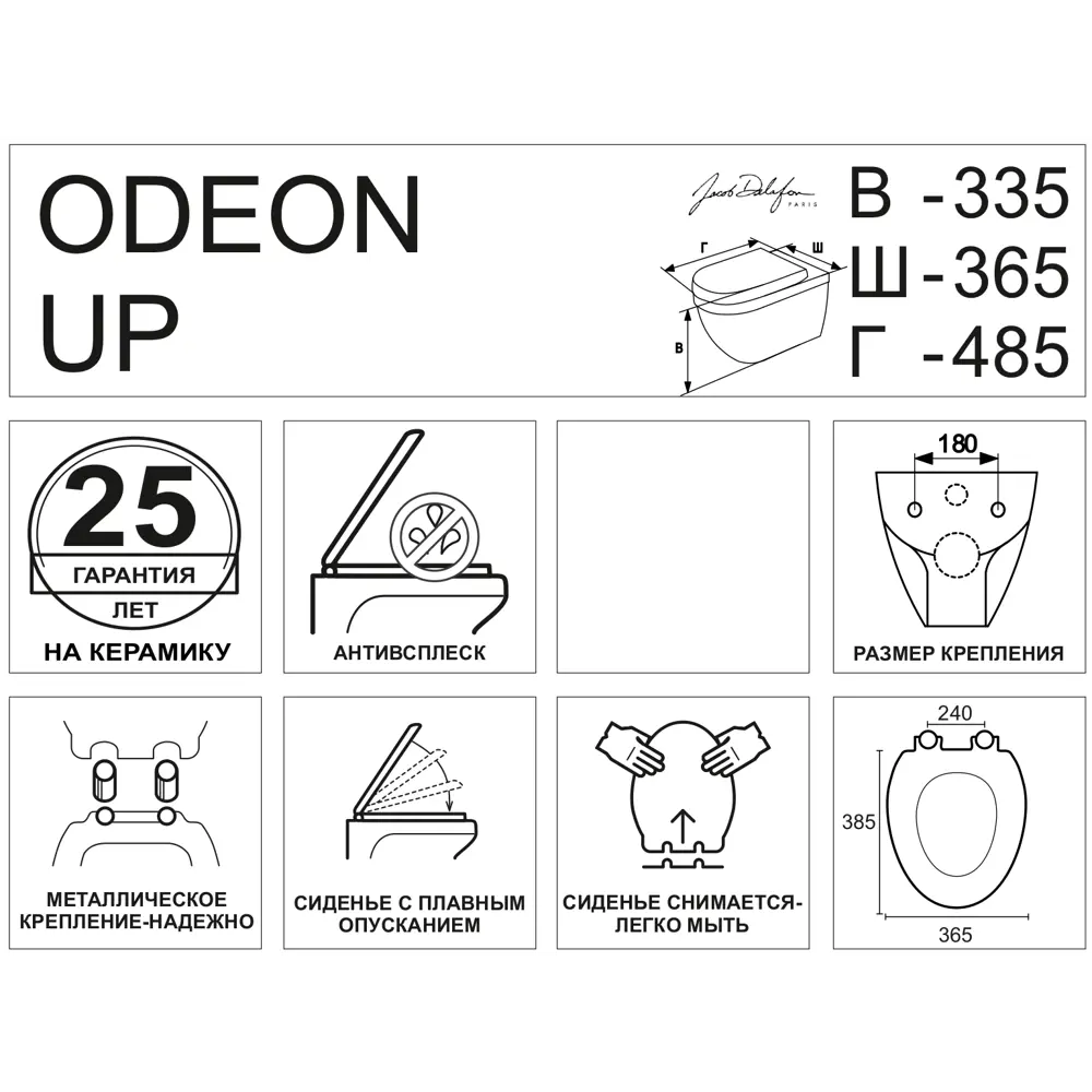 Унитаз подвесной Odeon Up JACOB DELAFON STLM-2084703 - Вид №3