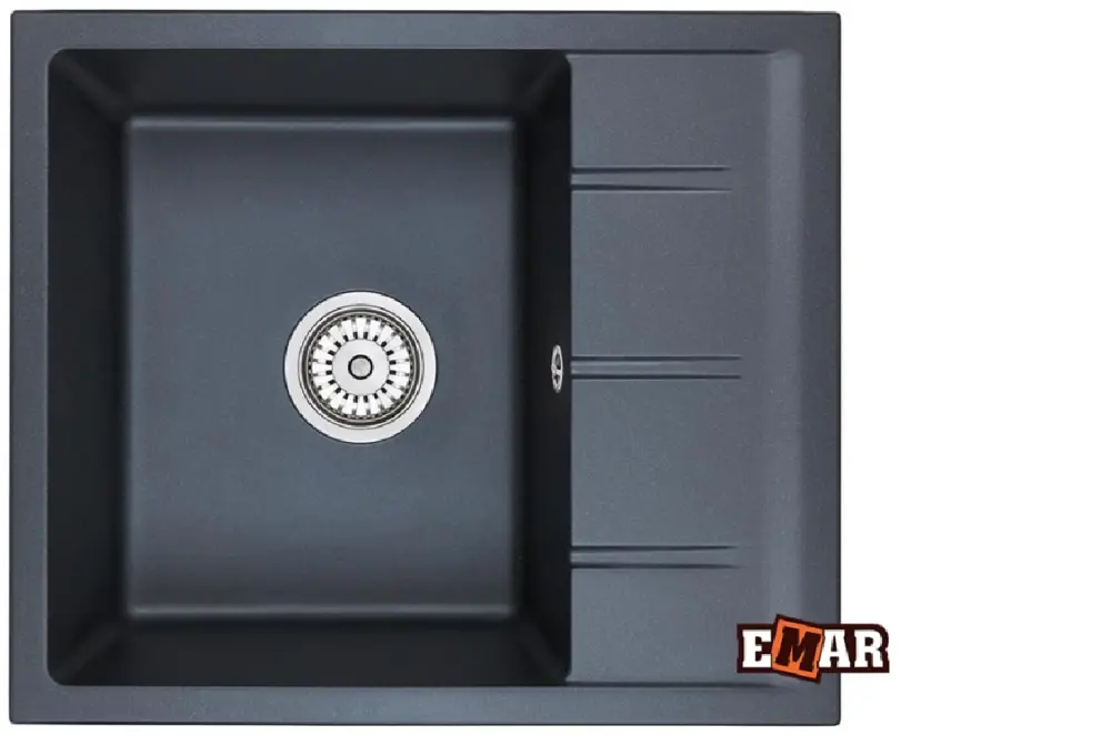 90589056 Врезная мойка Emar Морион 50x58x20 см искусственный камень цвет черный STLM-0297281