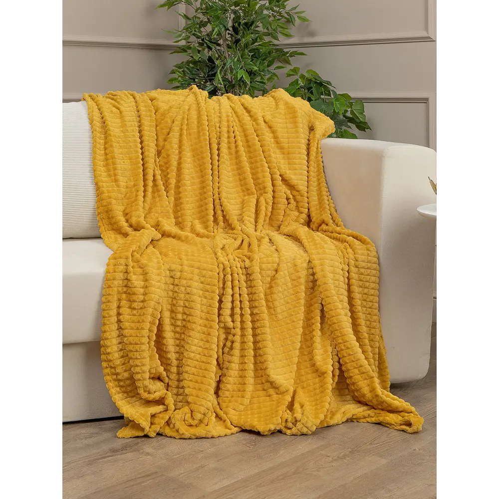 Плед Кубики 200x220 см фланель цвет охра TEXREPUBLIC STLM-2066943 - Вид №4