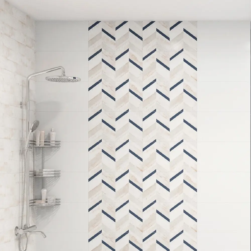Плитка настенная LB Ceramics Блю Шеврон 25x45 см 1.46 м² матовая цвет белый 82424266 STLM-2159854