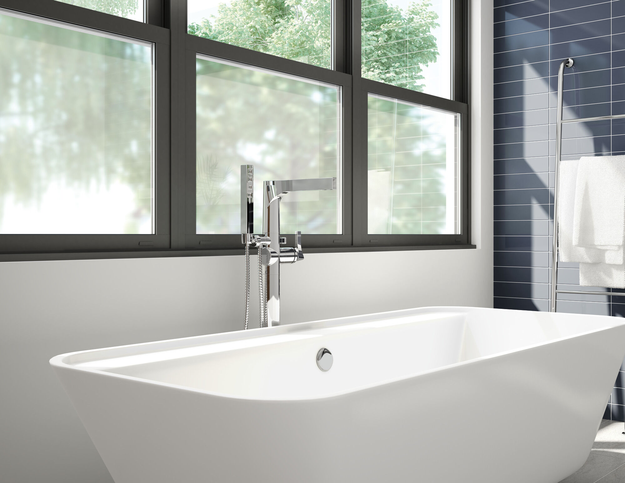 T4774-FL Напольная накладка для ванны с одной ручкой и ручным душем Delta Faucet Zura Хром  - Вид №16