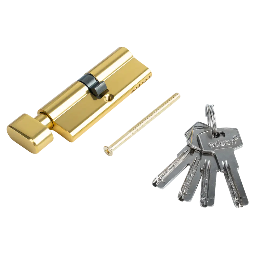 Цилиндр EDS-CYL 40x40 мм ключ/вертушка цвет латунь EDSON STLM-2081676 - Вид №2