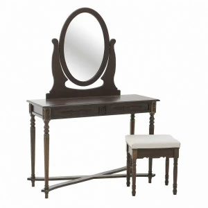 Туалетный столик с зеркалом и табуретом деревянный коричневый Marsel TO4ROOMS ПОД СТАРИНУ 213639 Коричневый