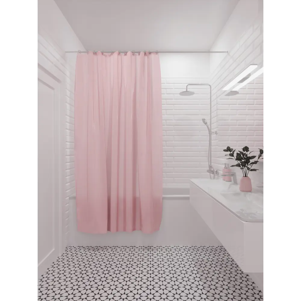 Штора для ванной Аквалиния PE7210A 180x200 см PEVA цвет ярко-розовый STLM-2063298 - Вид №6