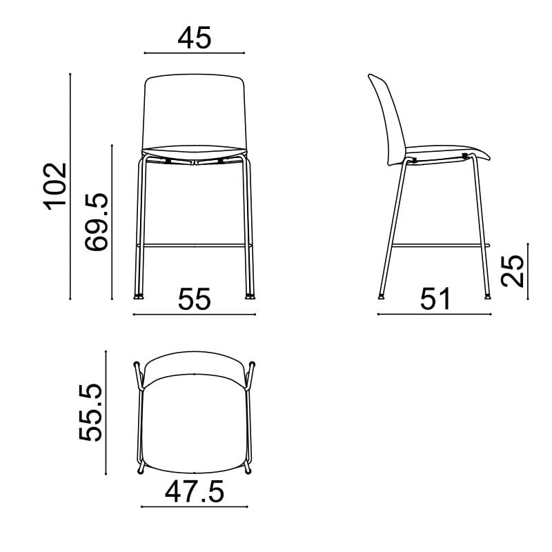 Металлический мягкий стул с подставкой для ног Arper Mixu 02 ARCH-00124710