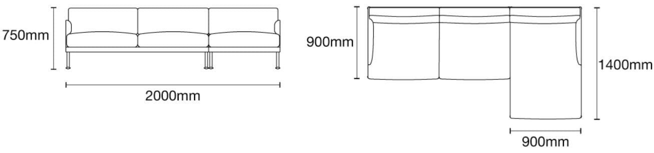 3-местный тканевый диван с полуостровом Case NORDIN ARCH-00041497 - Вид №24