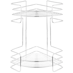 Полка для ванной угловая 2 яруса 23x23x38 см цвет хром