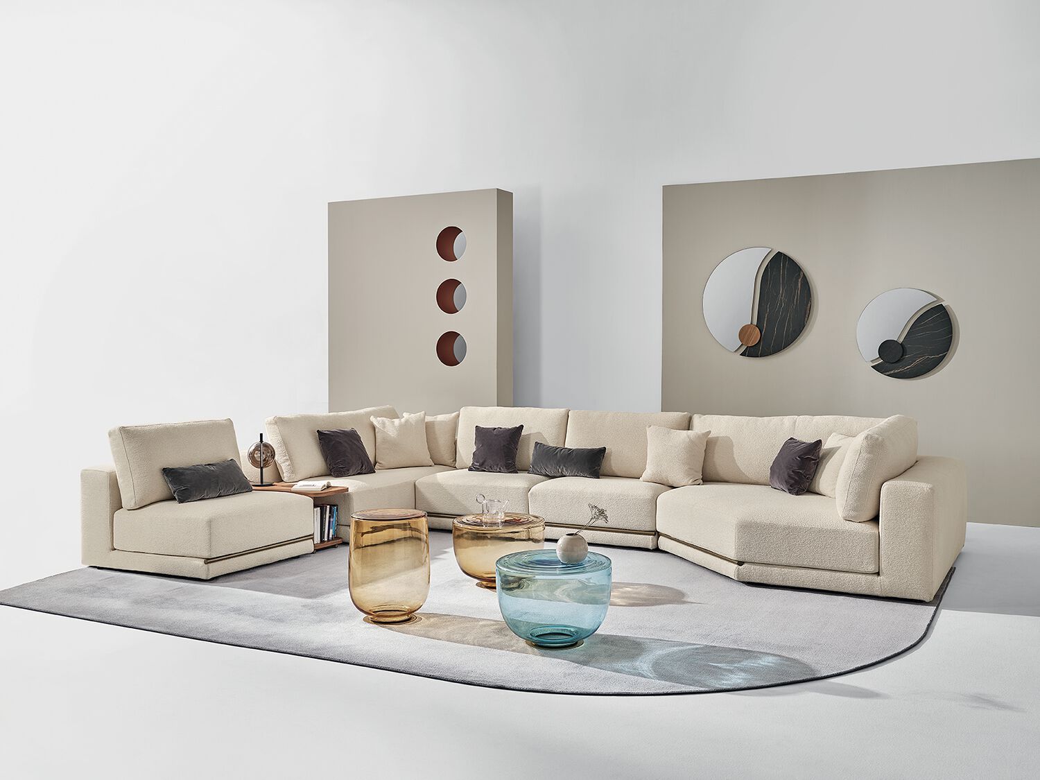 Модульный кожаный диван с полуостровом Bontempi Casa PITAGORA ARCH-00067893 - Вид №1