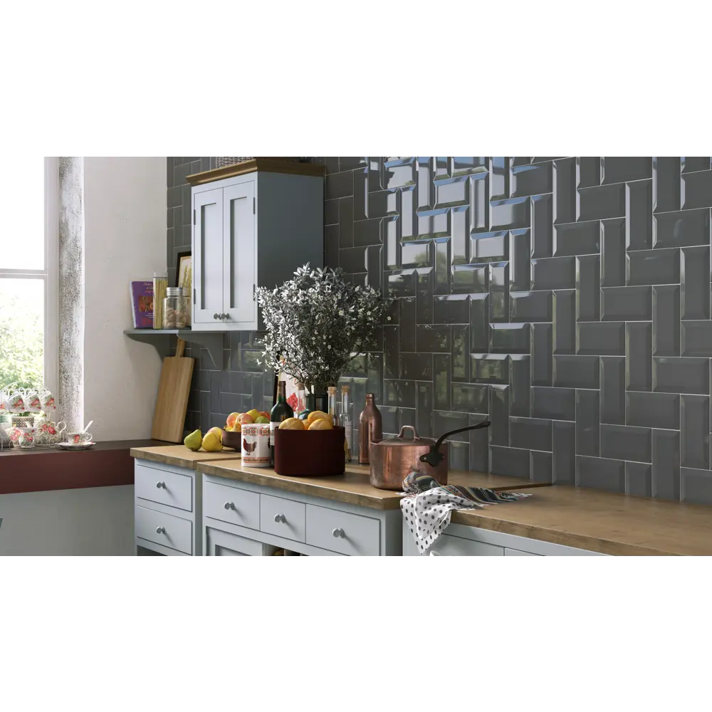 Плитка настенная Metrotiles 10х20 см 0.88 м² цвет дымчатый Golden Tile STLM-2021355 - Вид №3