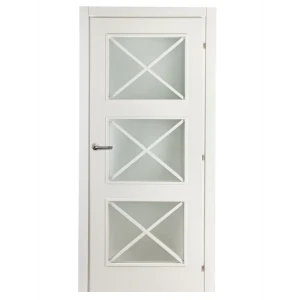 Дверь межкомнатная остекленная Камелия белый 2100x900 мм с фурнитурой