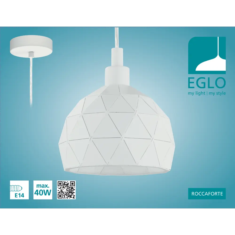 Светильник подвесной Eglo Roccaforte E14 1 лампа цвет белый STLM-2090926 - Вид №2
