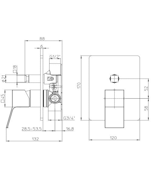 Смеситель для душа из хромированной латуни Bossini Aki ARCH-00086725 - Вид №2