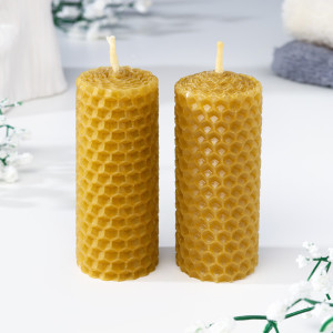 90637391 Набор свечей из вощины медовых с добавлением эфирного масла "Лаванда" 8 см 2 шт STLM-0319399 БОГАТСТВО АРОМАТА