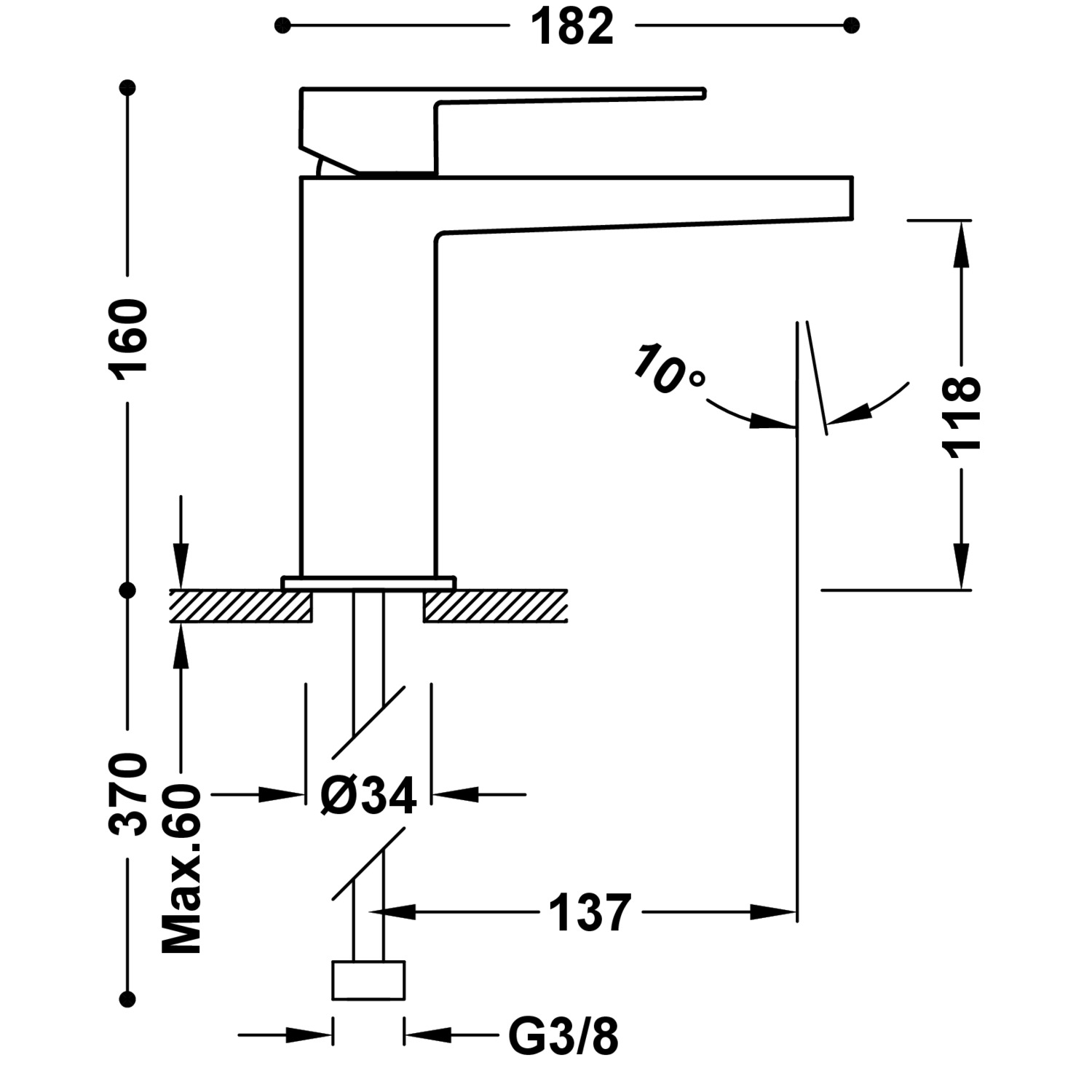 ТОНКИЙ смеситель для умывальника с одной ручкой-20210301OM TRES  - Вид №1