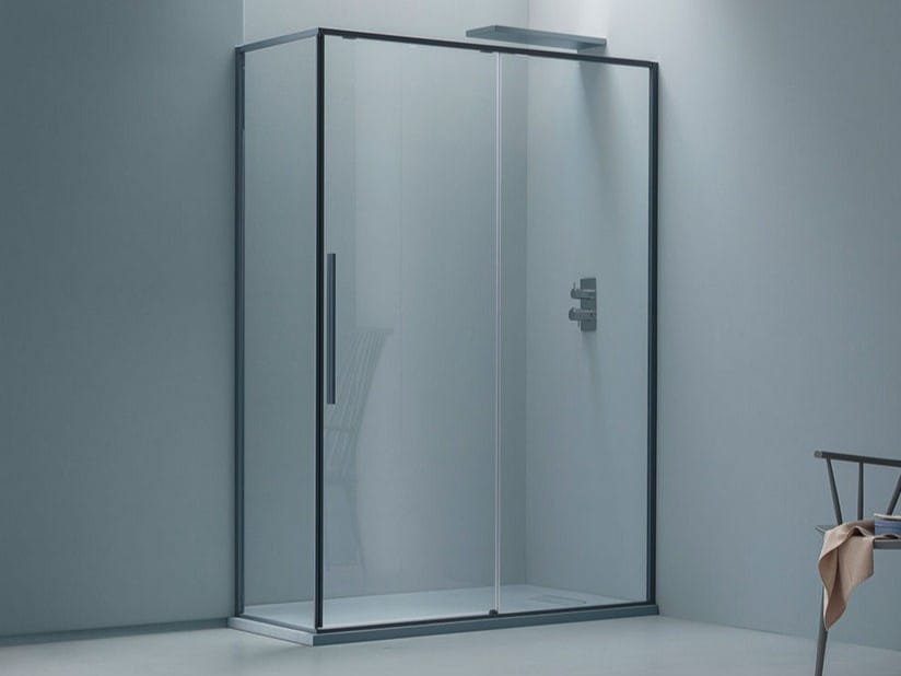 Угловая душевая кабина с раздвижной дверью и фиксированной стороной ARBLU проволока ARCH-00124778