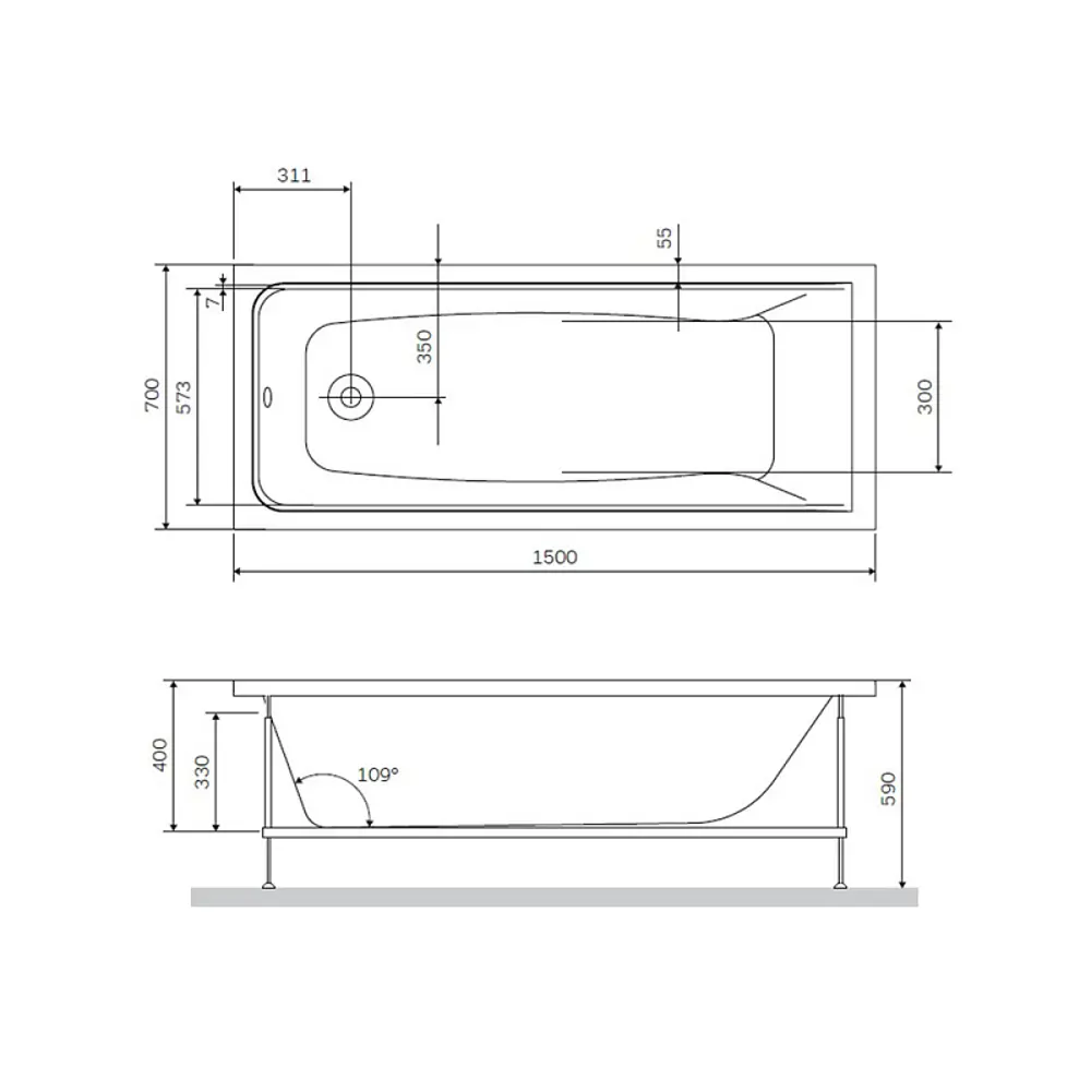 Ванна AM.PM Moxie W9MA-150-070B-A акриловая 150x70 см STLM-2161802 - Вид №6