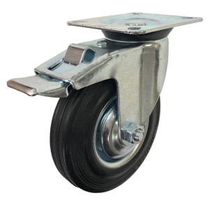 90669194 Промышленное колесо SCb 80 поворотное с тормозом с площадкой Ø200 мм 185 кг резина STLM-0331228 А5