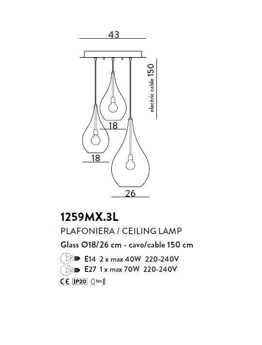 Подвесной светильник из дутого стекла Cangini & Tucci Tear ARCH-00100544 - Вид №3