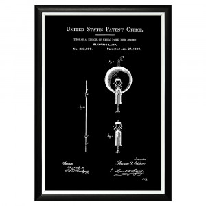 896521245_1818 Арт-постер «Патент Эдисона на электрическую лампу, 1880» Object Desire