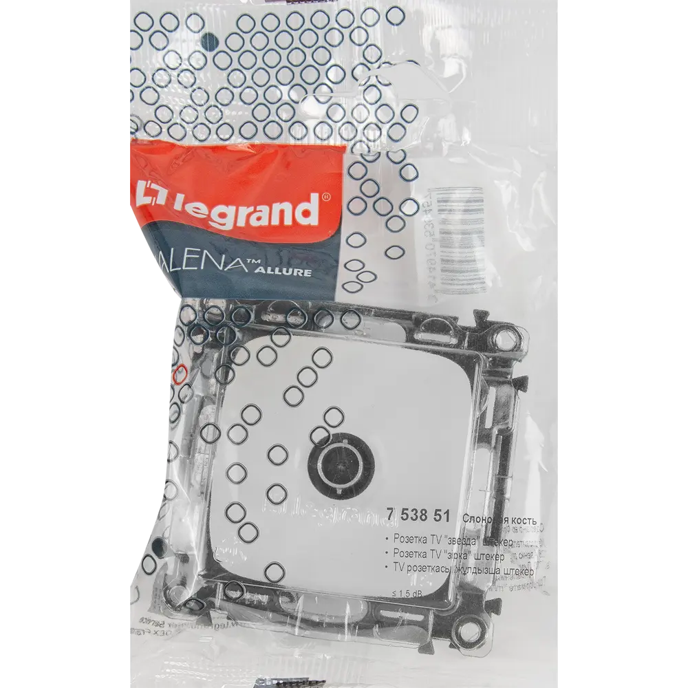 Розетка ТВ Valena ALLURE c топологией "звезда" 0-2400 МГц С лицевой панелью Белая legrand STLM-2066711 - Вид №5