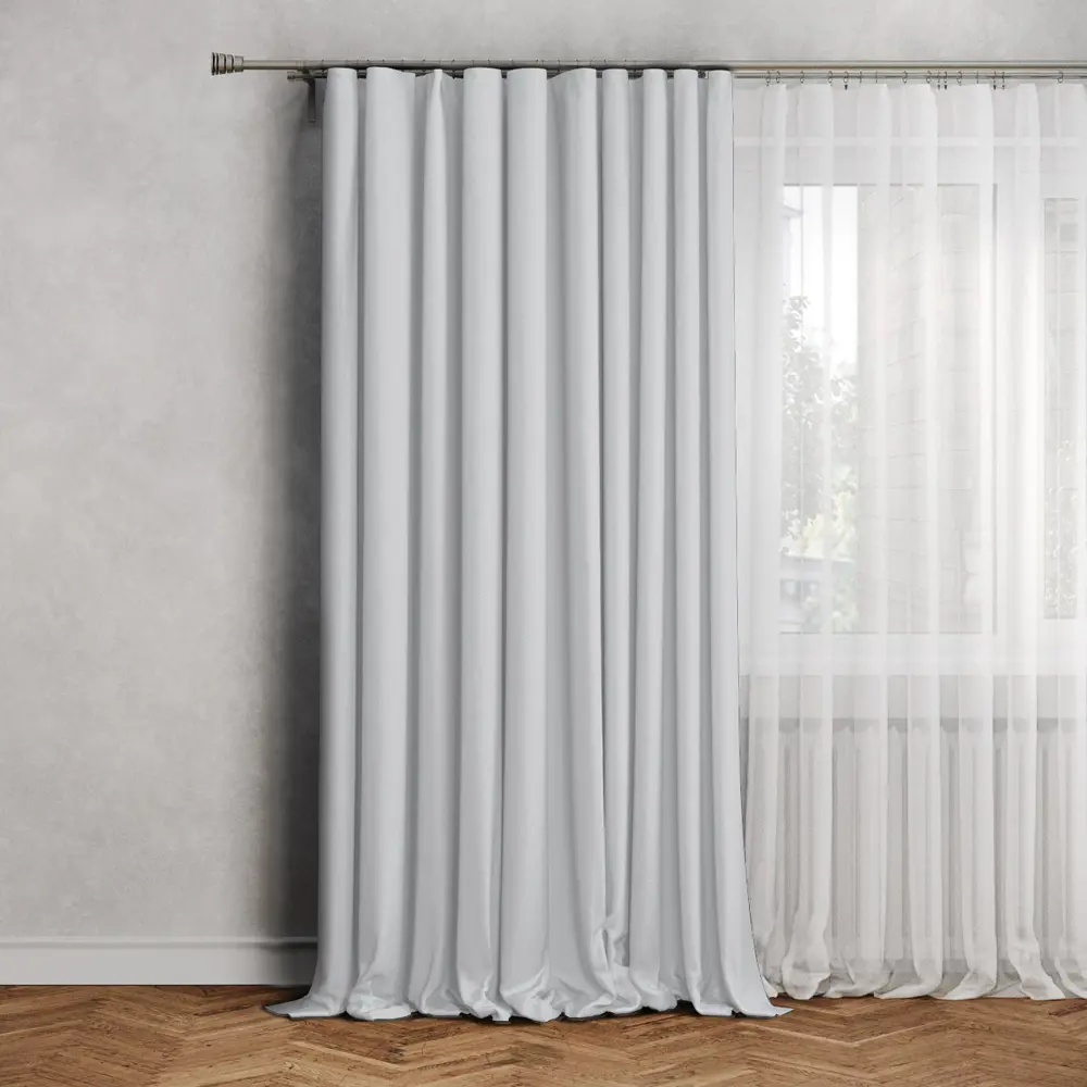 Santreyd Марио: портьера на ленте серо-бежевая 200x260 см 88013987 STLM-1433516