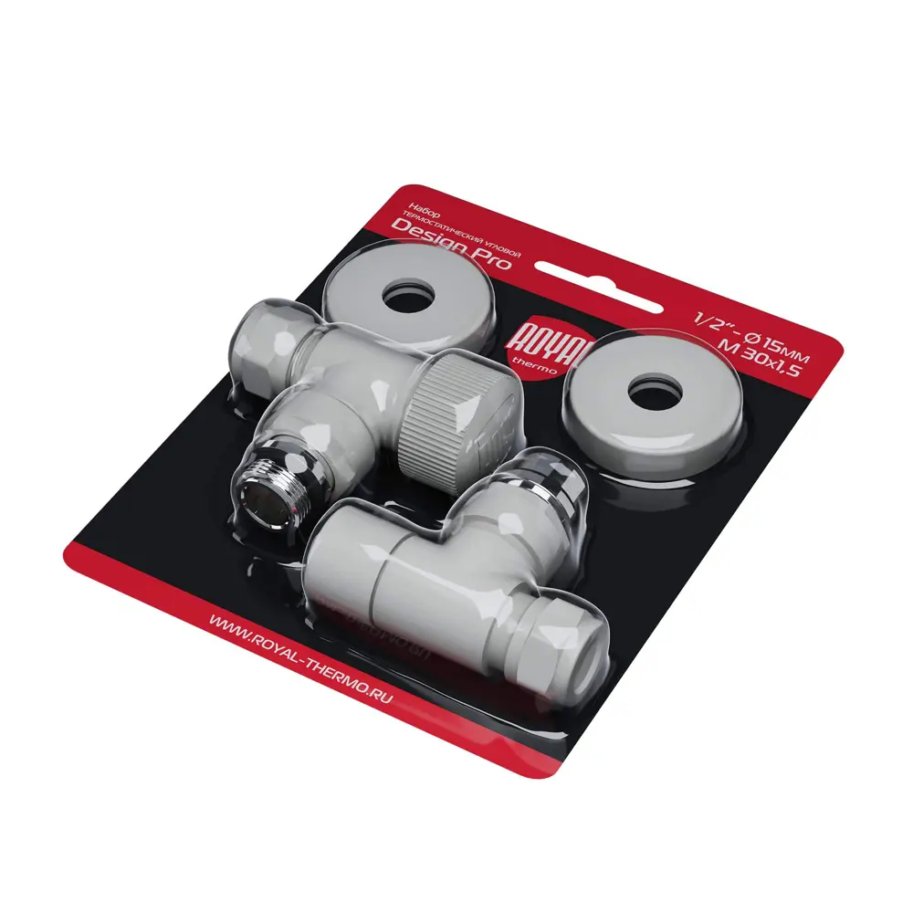 Термостатический комплект для радиатора угловой Royal Thermo Design Pro 1/2" латунь цвет белый STLM-2030624 - Вид №7