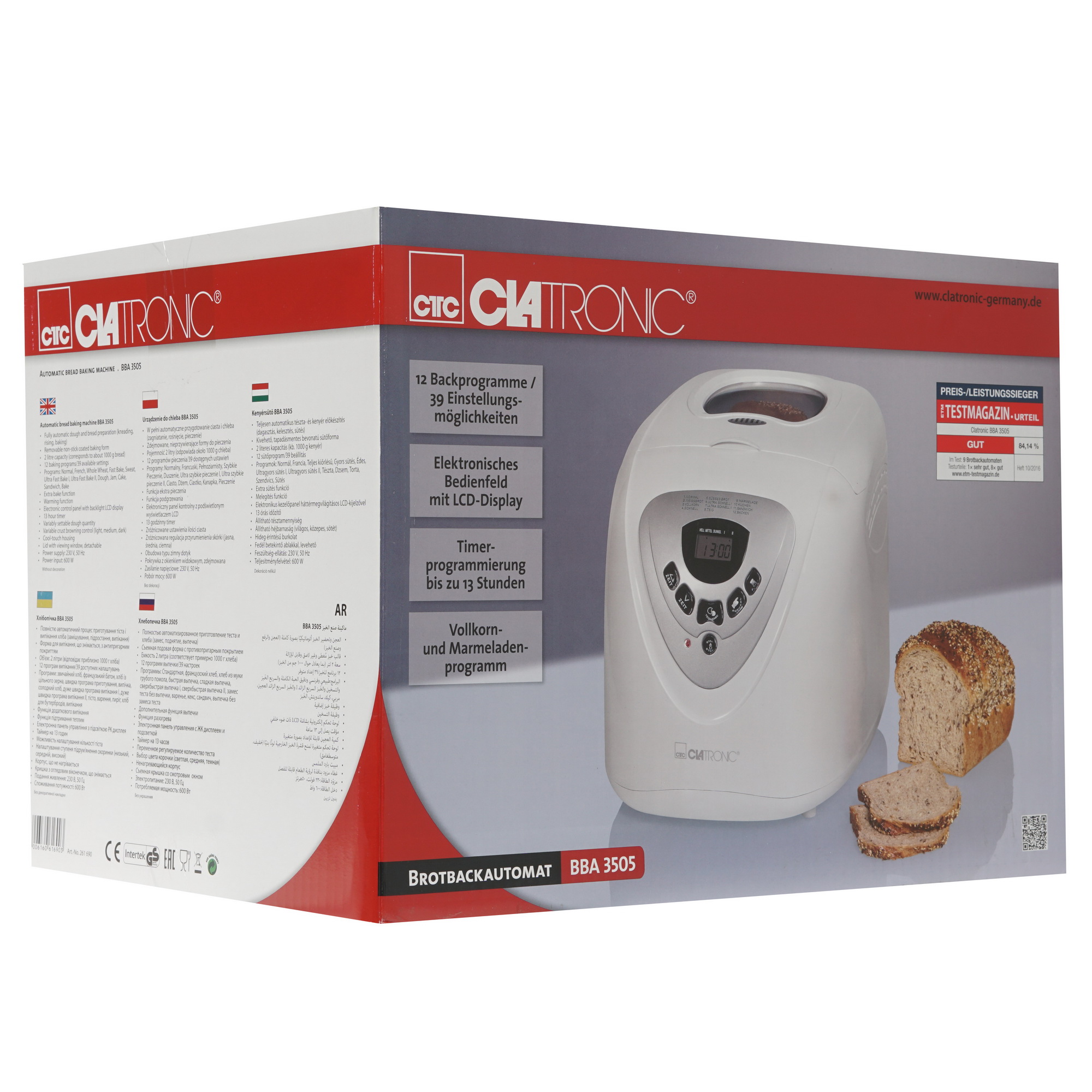 0191871 Хлебопечь CLATRONIC BBA 3505 белый STDN-0013292 - Вид №8