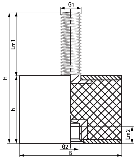 2801500420 VibraTek® SB-MF Silentblock a rubber silentblock with an external and internal thread walraven  - Вид №1