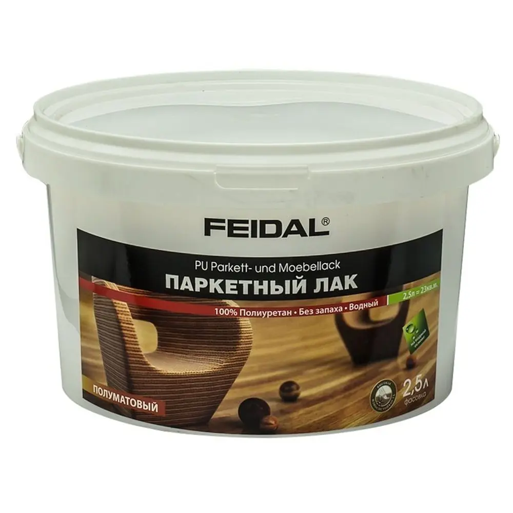 Лак паркетный полуматовый Feidal PU-Parket Mobellack 2.5 л STLM-2092383