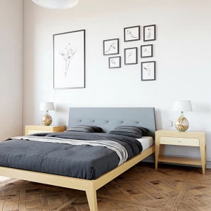 Кровать двуспальная деревянная 180x200 светло-коричневая Fly Soft BRAGIN DESIGN ДИЗАЙНЕРСКИЕ 256406 Голубой;молочный