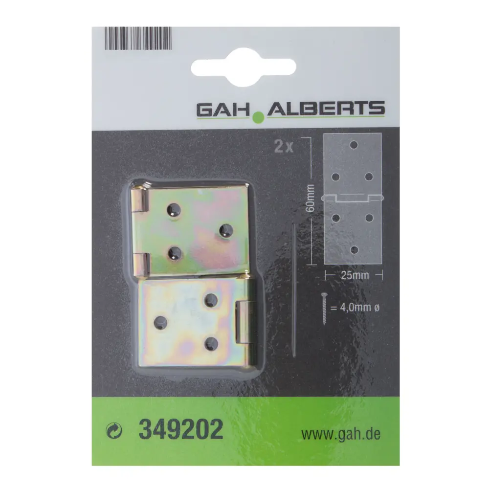 Петля карточная Gah Alberts, 25х61х0.9 мм, сталь оцинкованная, цвет жёлтый, 2 шт. 10860741 STLM-2198954  - Вид №1