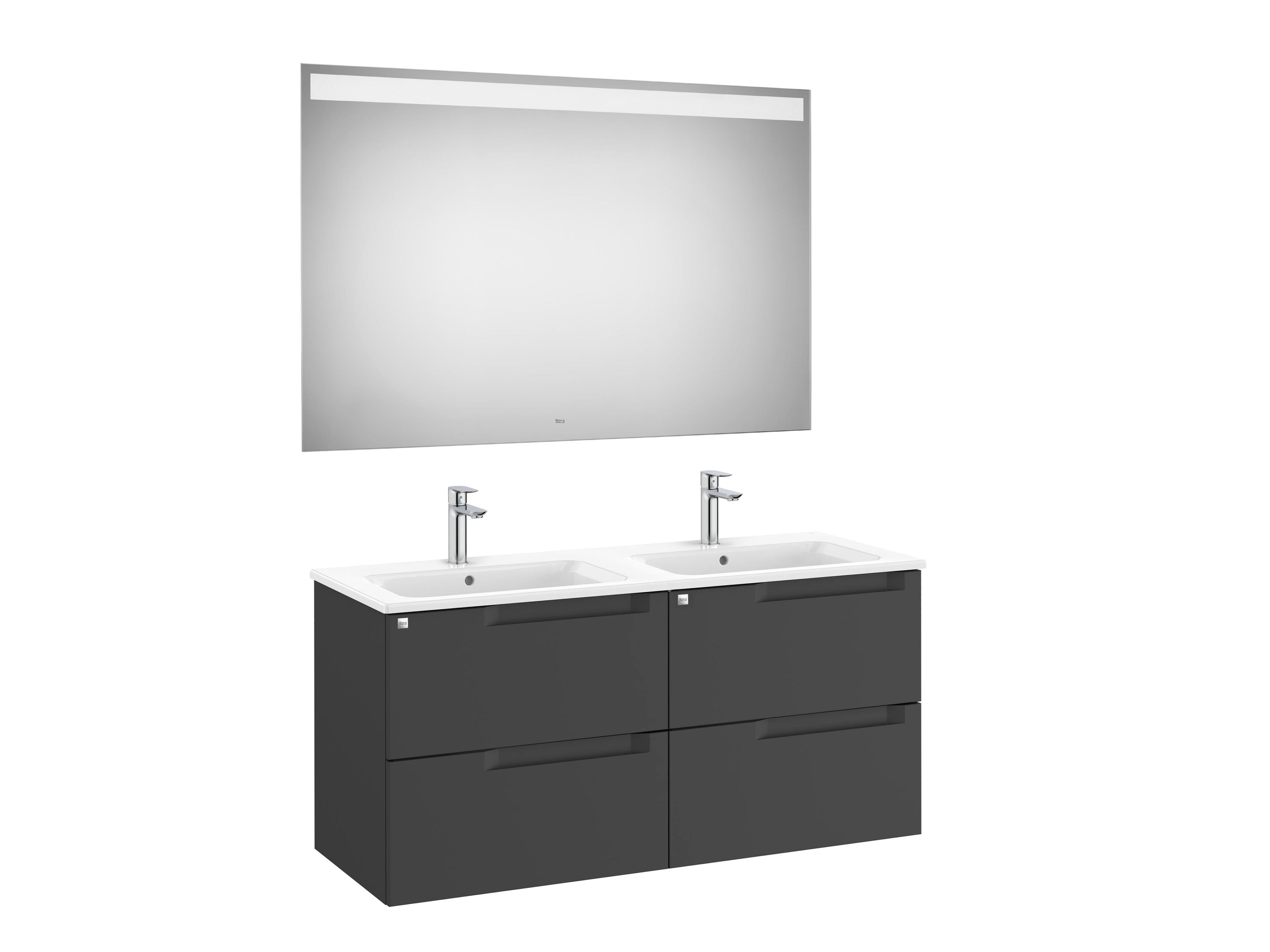 Деревянный подвесной двойной умывальник с зеркалом Roca Aleyda ARCH-00075202