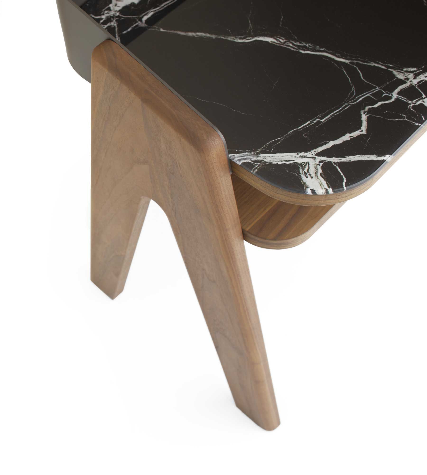 Деревянная прикроватная тумбочка со стеклянной столешницей с эффектом мрамора Morica Design BAVERO ARCH-00151231