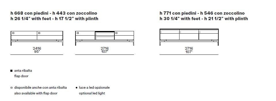 Низкий деревянный шкаф для телевизора с ящиками Poliform код ARCH-00114918 - Вид №9