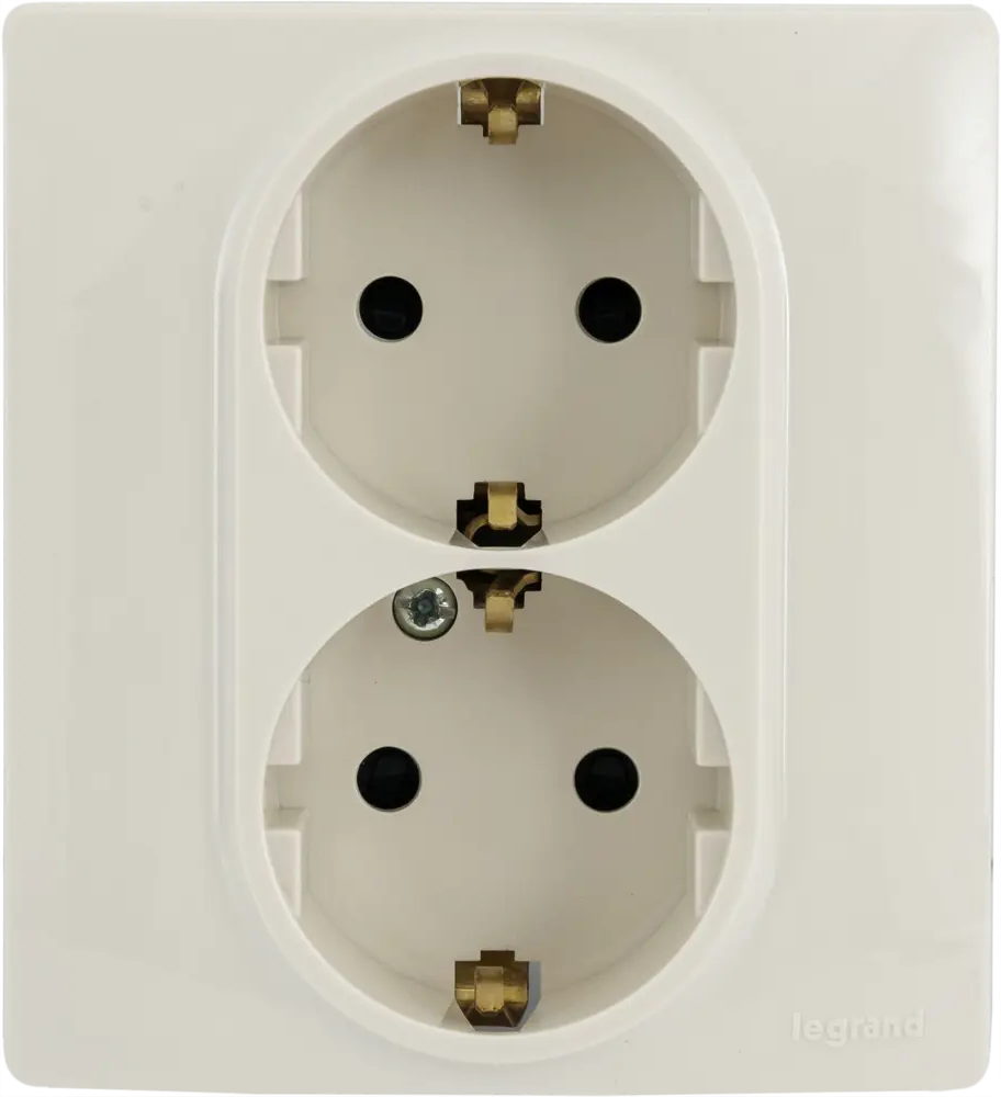 Розетка двойная Legrand Etika с заземлением, слоновая кость 82496483