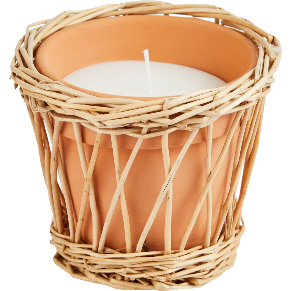 Свеча в керамическом подсвечнике Atmosphera Ротанг коричневая 12.5 см STLM-2043636