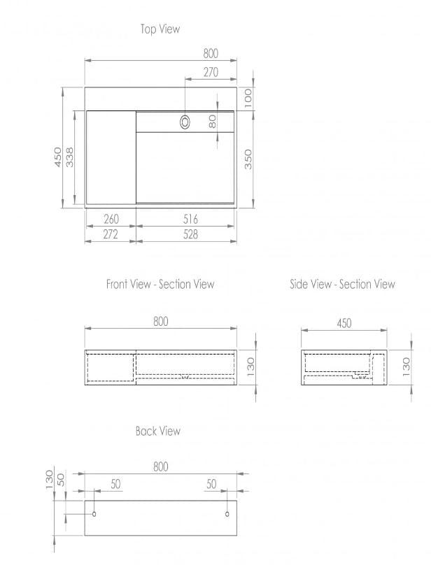 Прямоугольный подвесной умывальник из смолы LUSSO VENO ARCH-00140774 - Вид №1