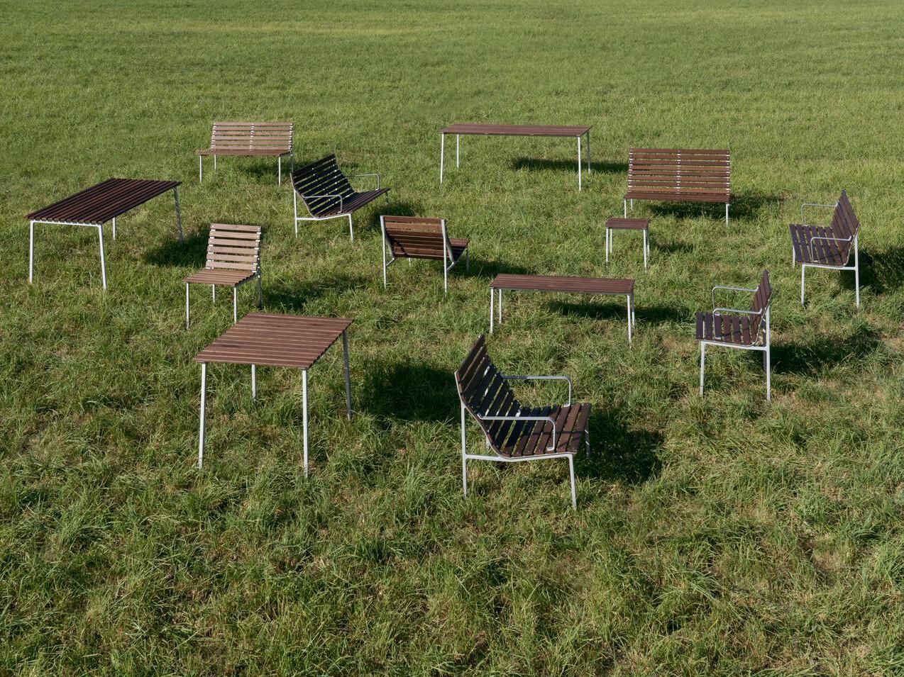 Садовая скамейка из ясеня со спинкой Hay Траверс ARCH-00047792