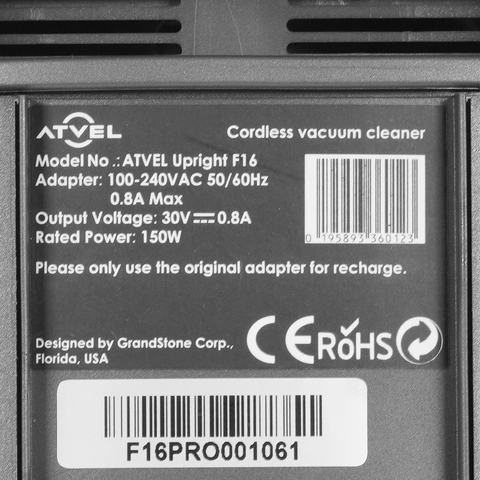 5362347 Моющий пылесос вертикальный   Atvel F16 PRO  черный STDN-0007865 - Вид №3