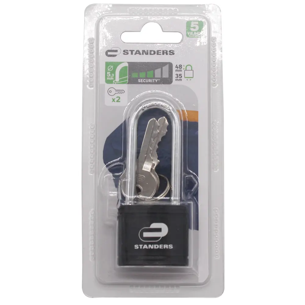 Замок навесной Standers с длинной дужкой 35x30 мм чугун STLM-2178161 - Вид №2
