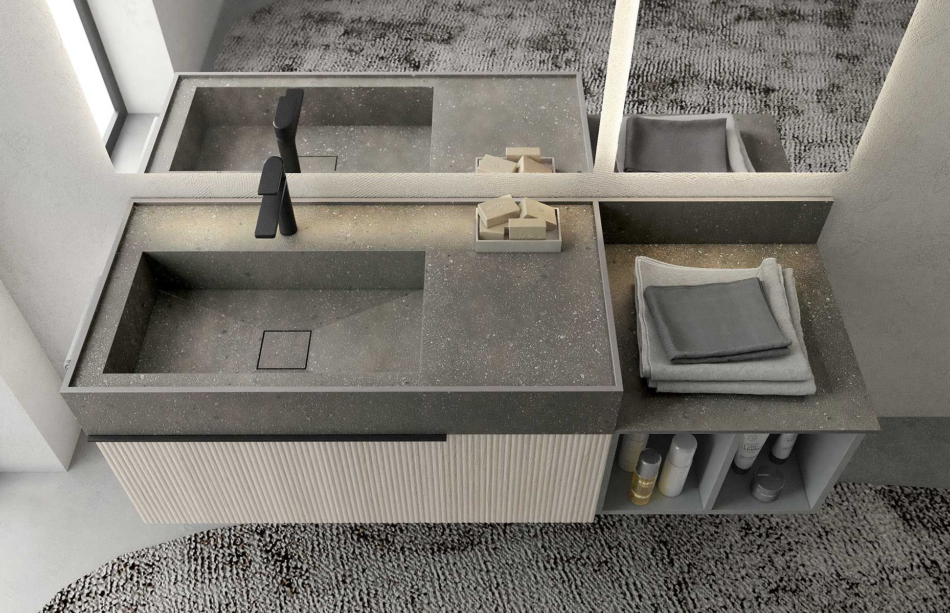 Деревянный одиночный подвесной умывальник с держателем для полотенец LEGNOBAGNO Re-Stretch ARCH-00044678 - Вид №1