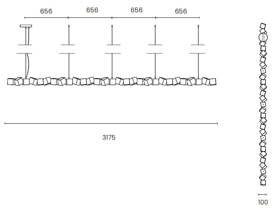 Стальной светодиодный подвесной светильник OBLURE BLOCKCHAIN 29 ARCH-00106995 - Вид №2