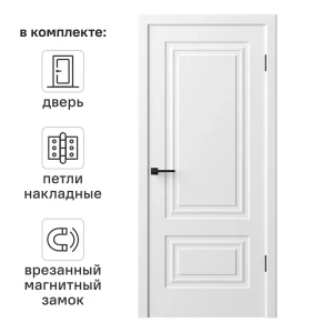 Дверь межкомнатная глухая Комфорт-2 90x200 см эмаль цвет белый с замком и петлями 89437618 STLM-2187415