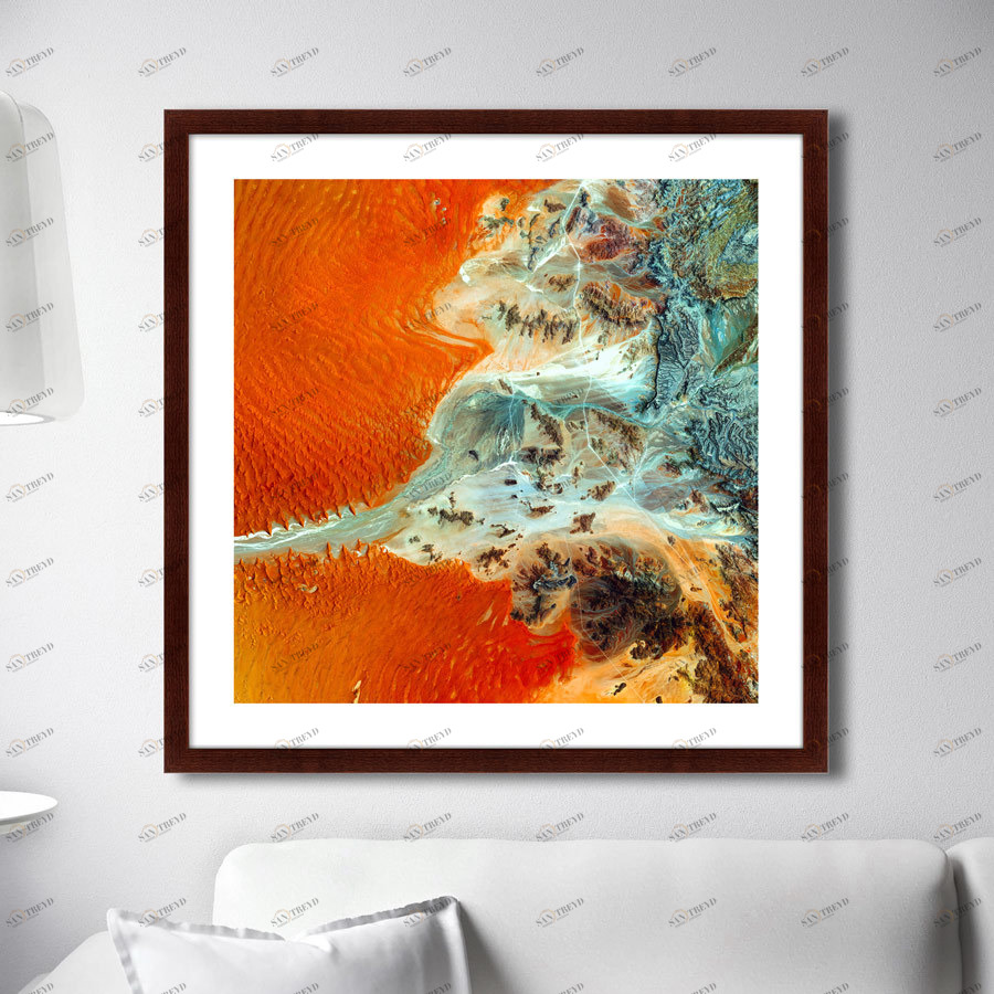 Картина 80х80 см Earth as the Art №7 "Аэрокосмическая фотосъемка поверхности Земли" КАРТИНЫ В КВАРТИРУ  00-3894673 Оранжевый 