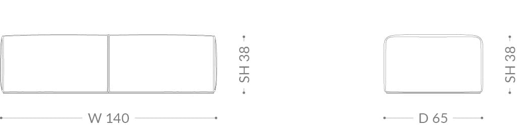 Кожаный прямоугольный пуф BRUNO ZAMPA серый ARCH-00037588 - Вид №2