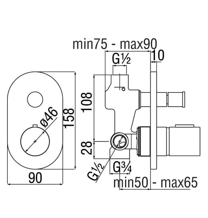 Смеситель для душа с переключателем Nobili Likid ARCH-00130263 - Вид №2