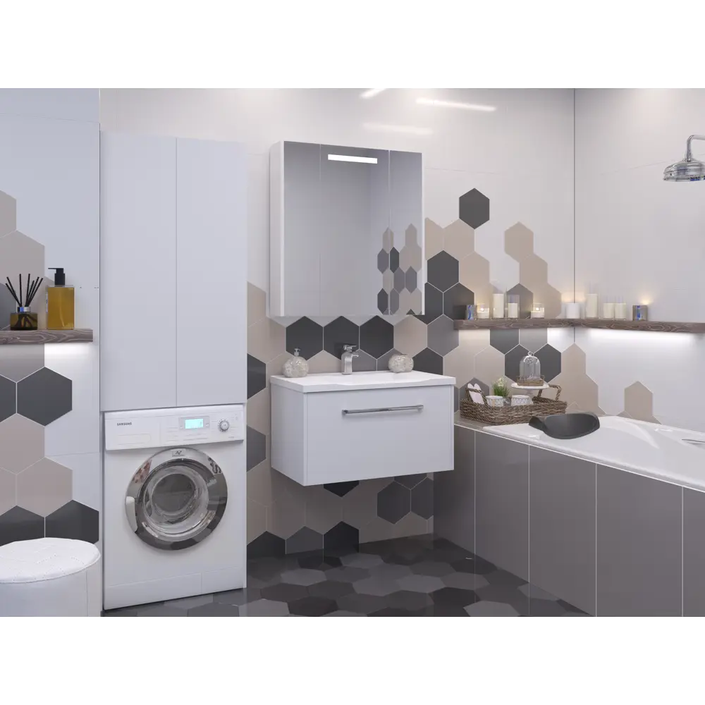 Тумба под раковину подвесная Мерида 80 см цвет белый АКВАТОН STLM-2188263 - Вид №4