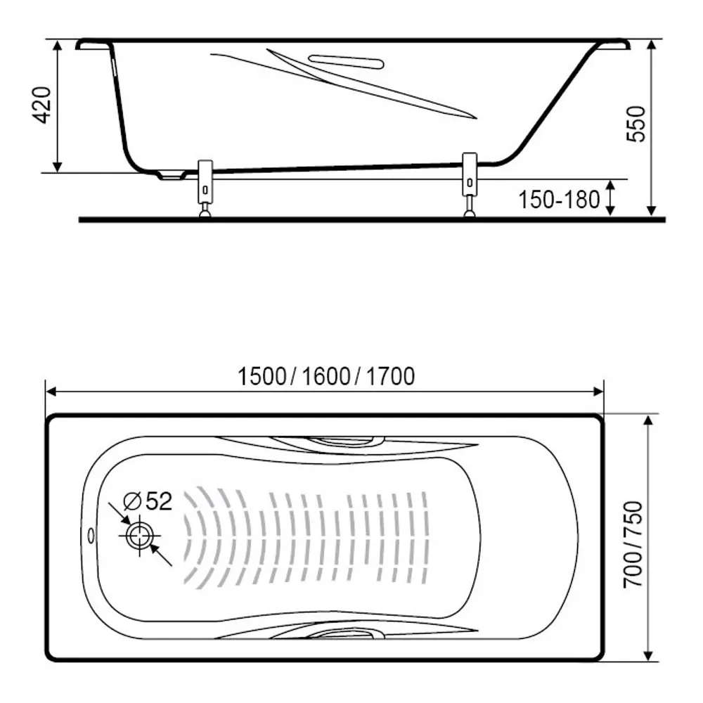 Ванна Roca Princess N стальная 160x75 см STLM-2190648 - Вид №6